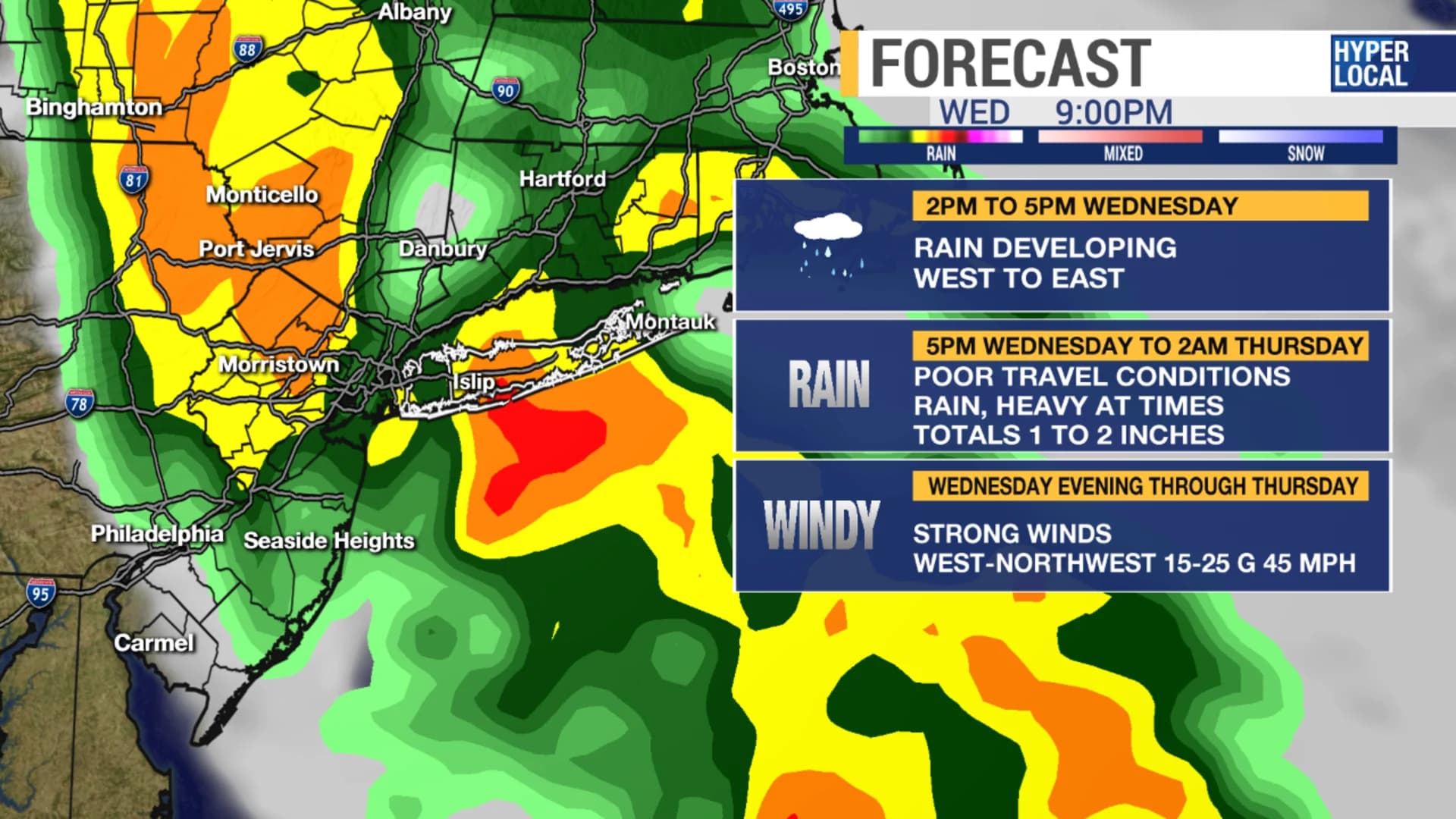 Forecast: Heavy rain, high winds pummel Long Island