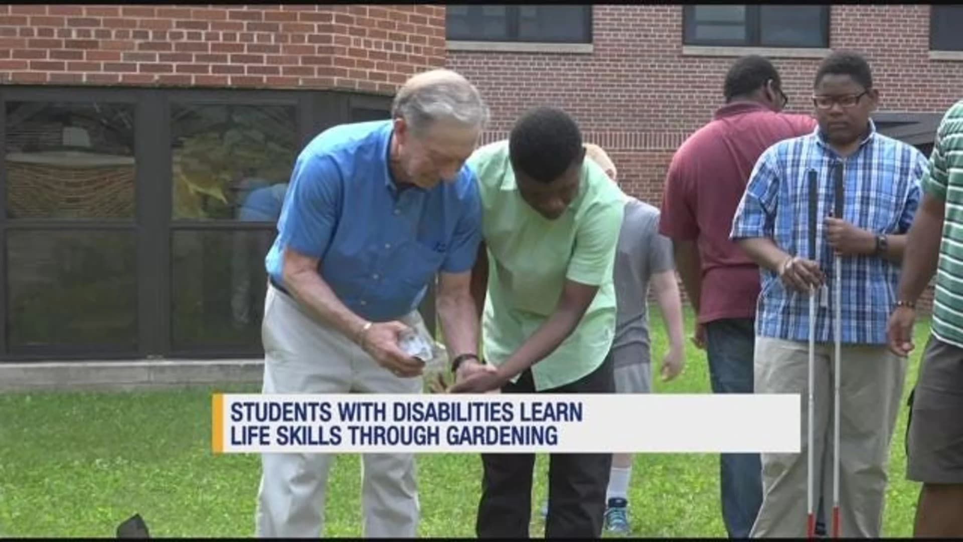 Visually impaired students grow vegetable garden