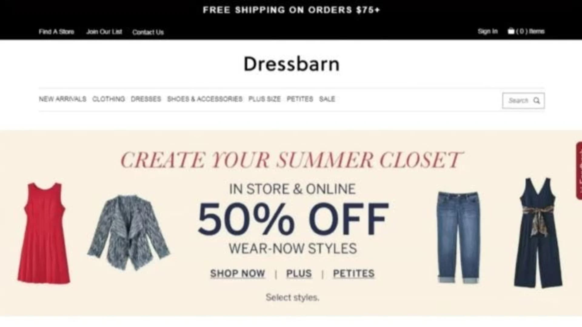 Dressbarn expects to have all its stores shut in early 2020