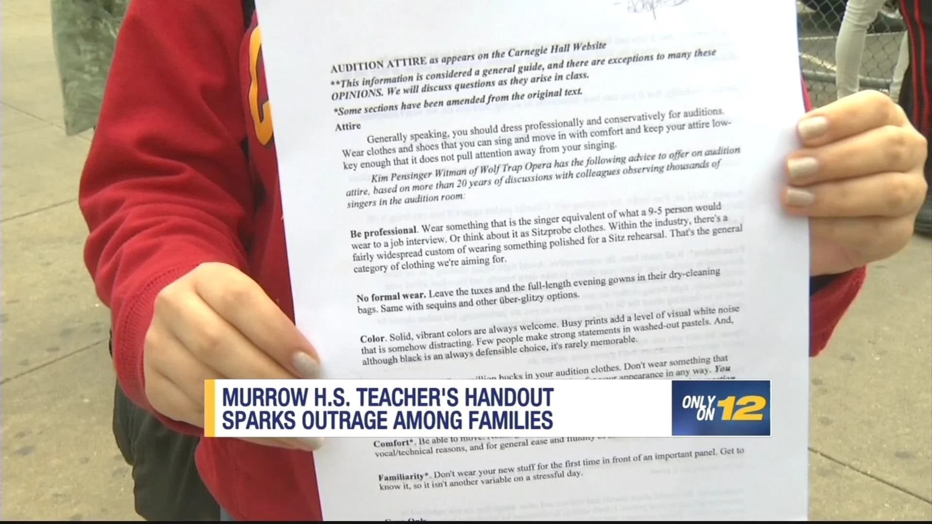 Teacher's handout causes stir among parents, students
