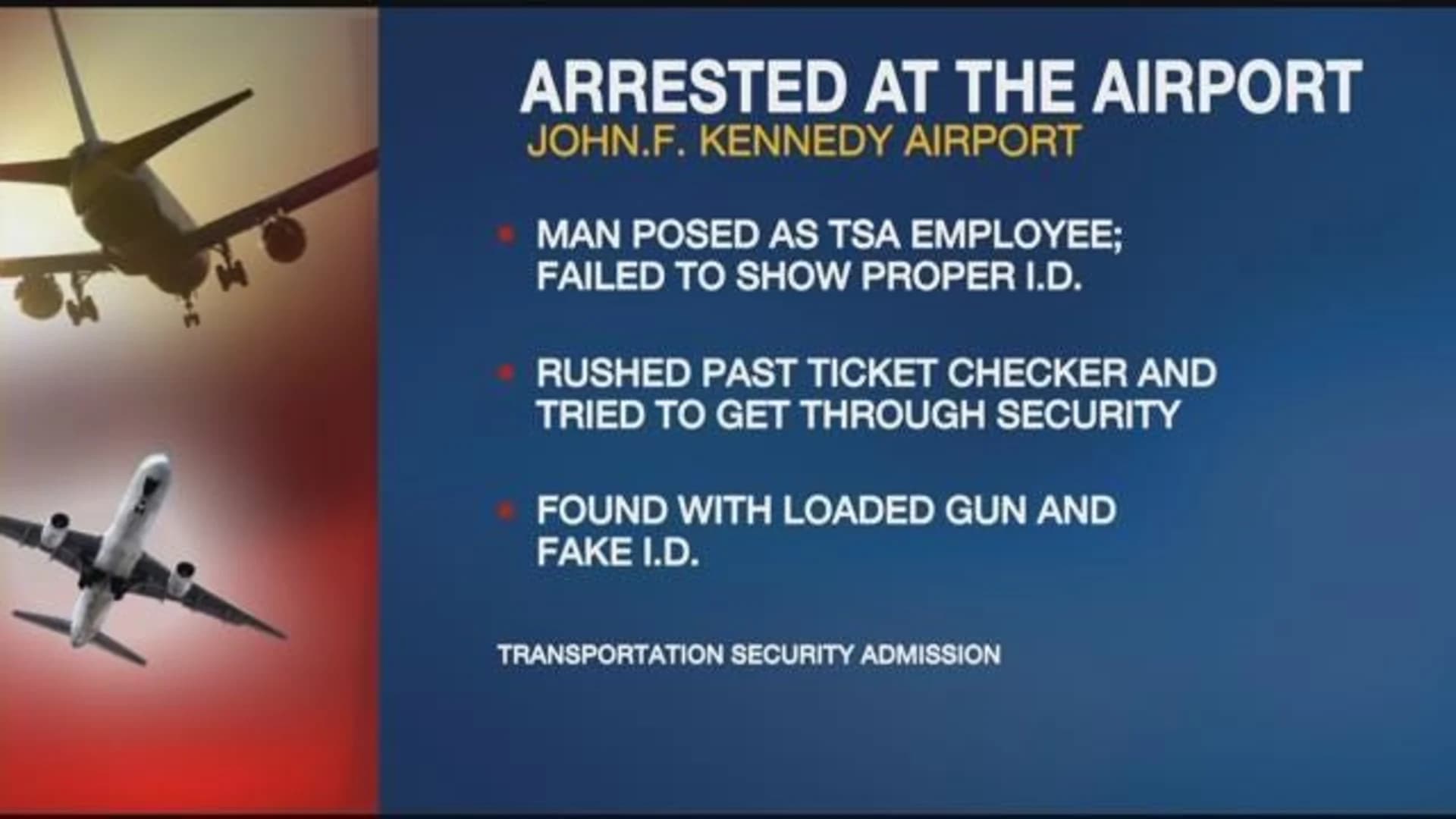 Officials: Bronx man with loaded gun posed as TSA officer at JFK