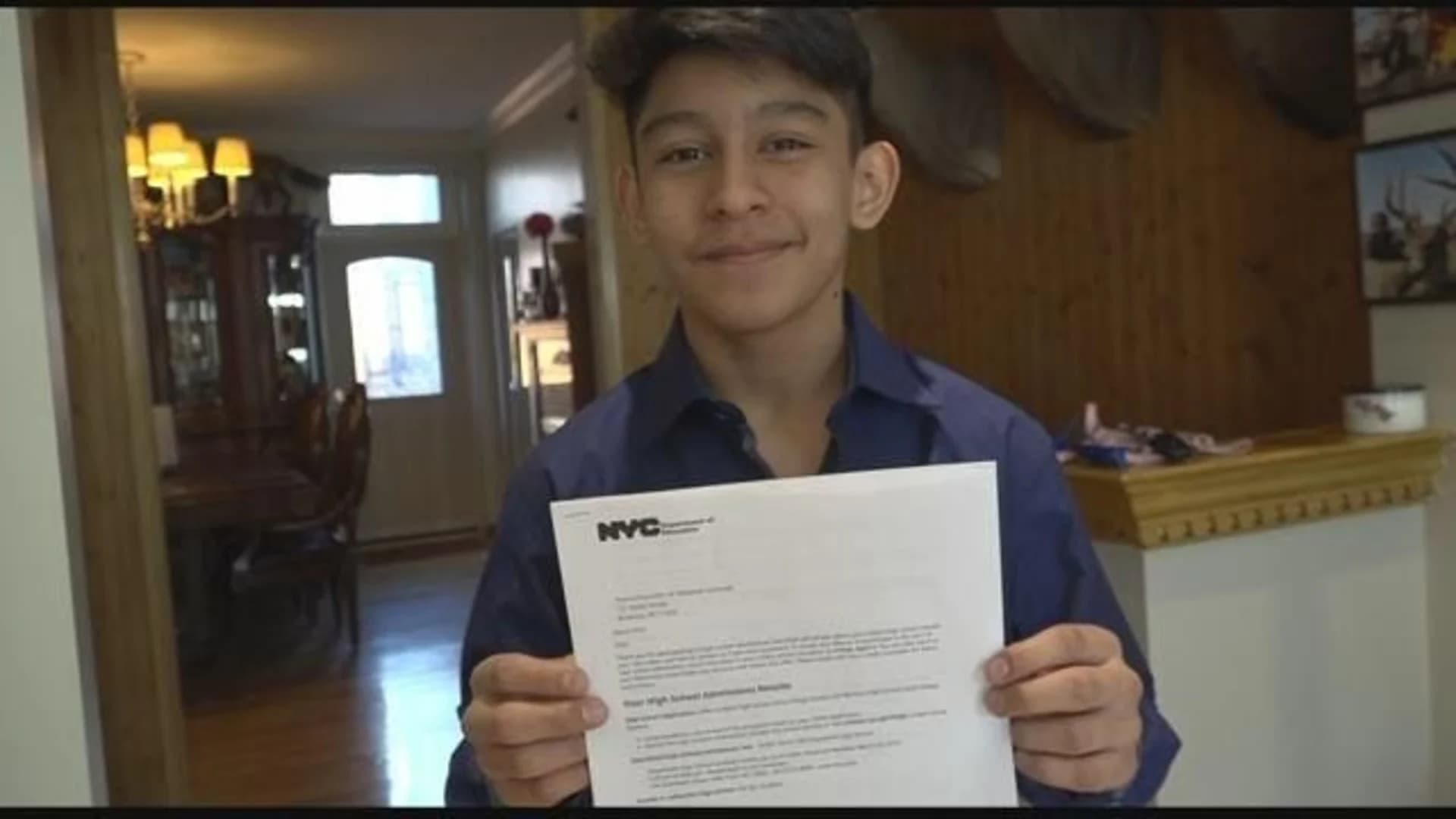 ‘I literally just yelled’: 13-year-old celebrates admission to top high school