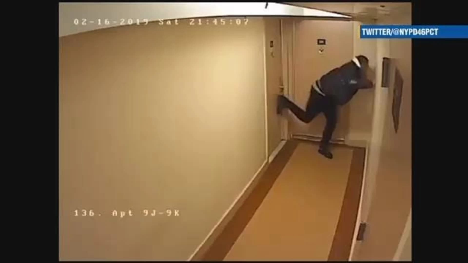 WATCH: Man takes anger out on apartment door, walls