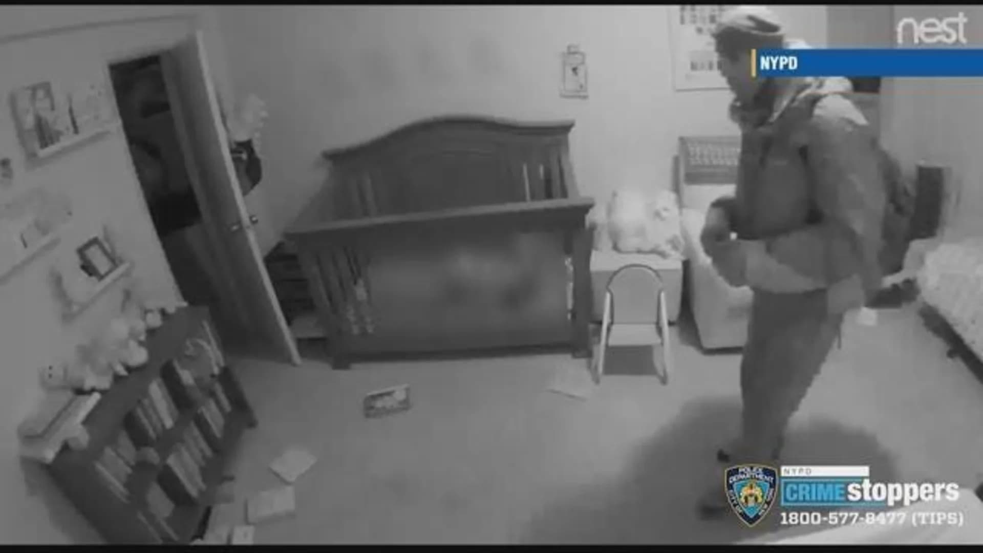 Caught on camera: Burglar enters room with sleeping 2-month-old