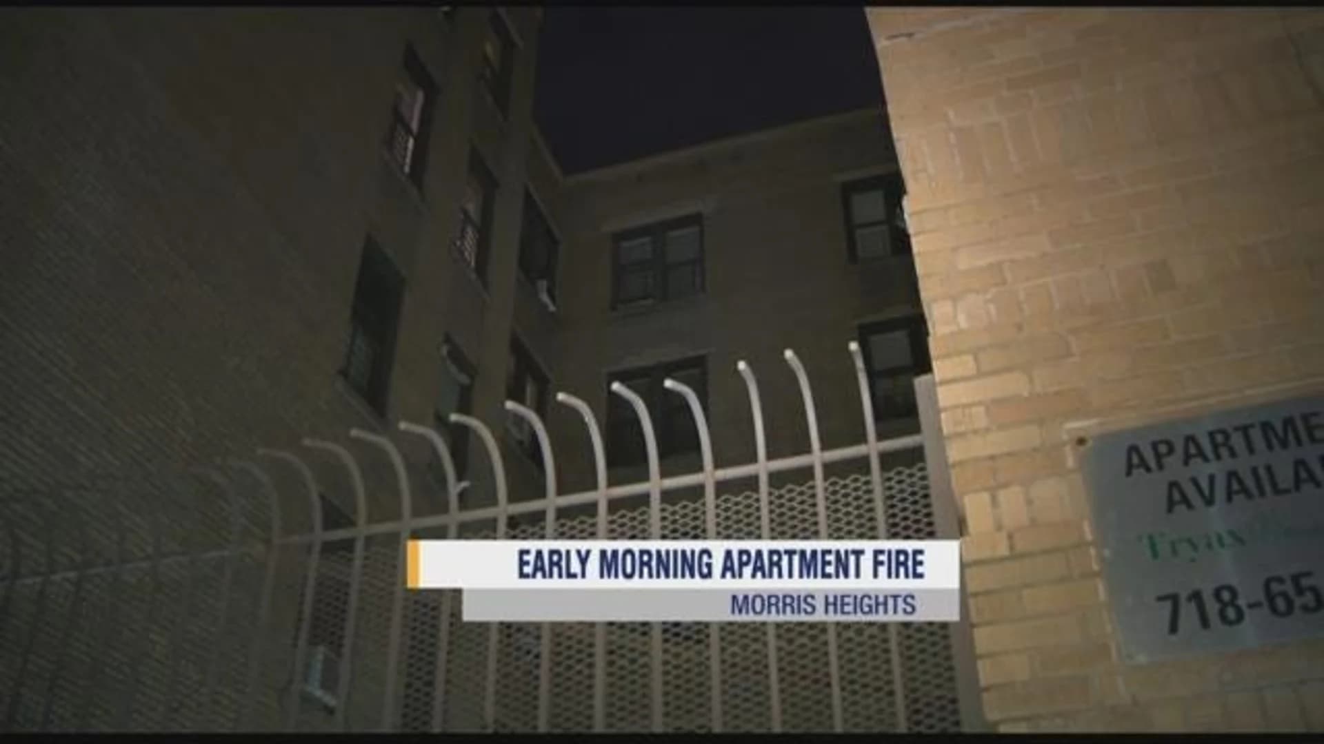 Apartment fire ignites in Morris Heights