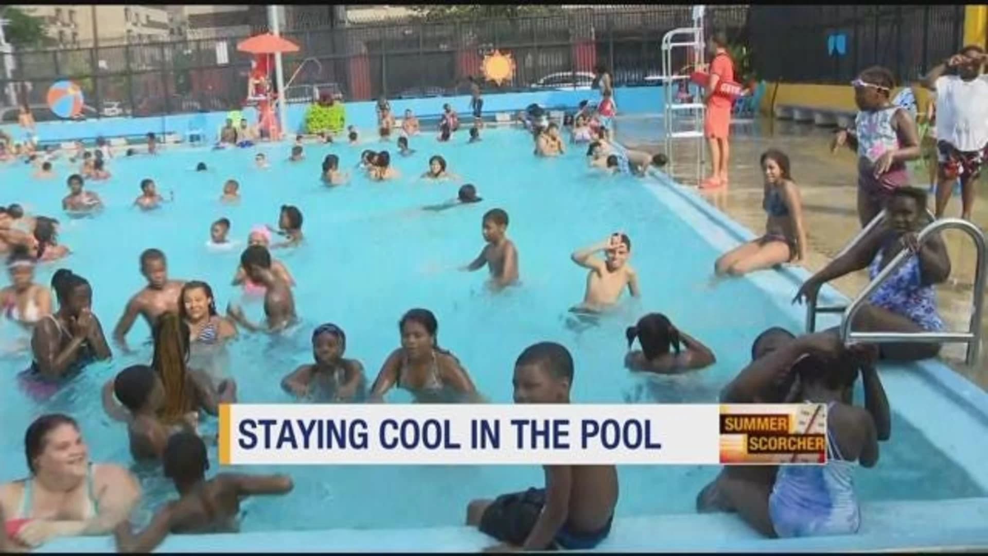 Residents cool off at outdoor pools during extreme heat across NYC