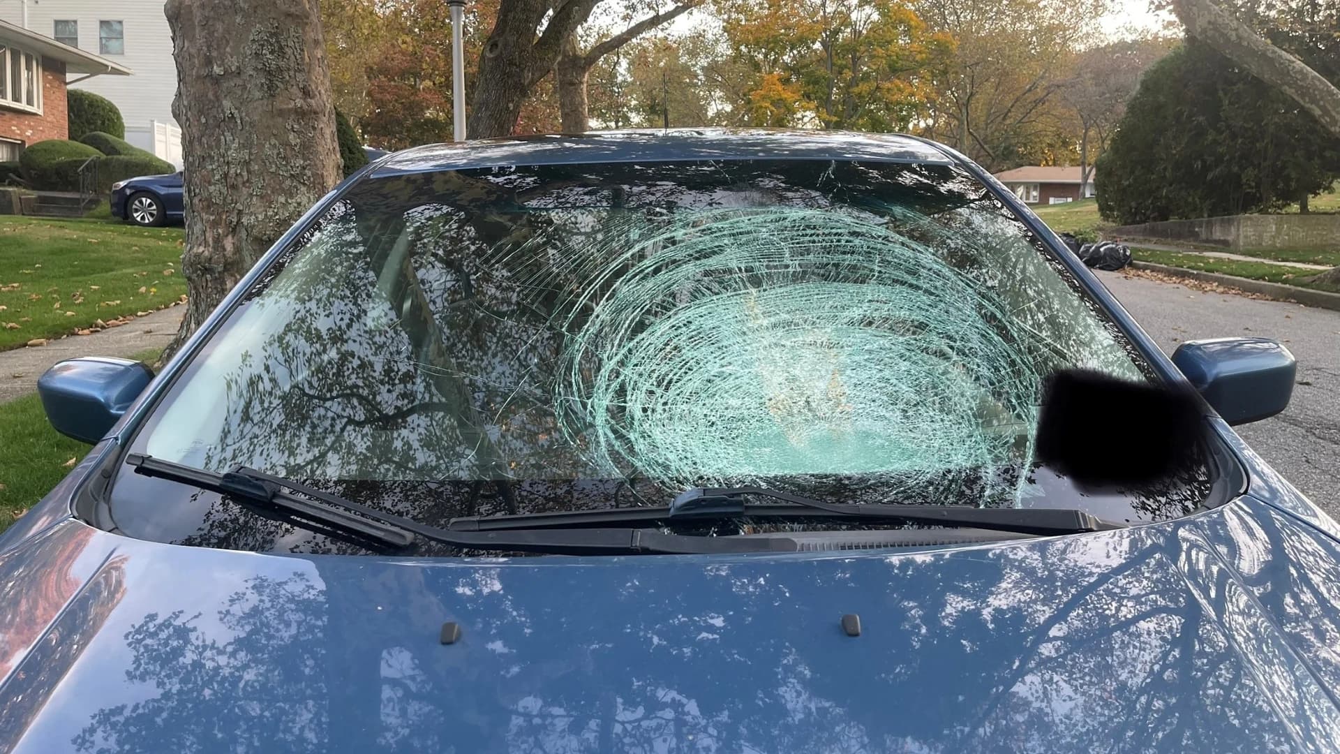 'I saw an orange blur' - Pumpkin shatters moving vehicle's windshield in Hauppauge