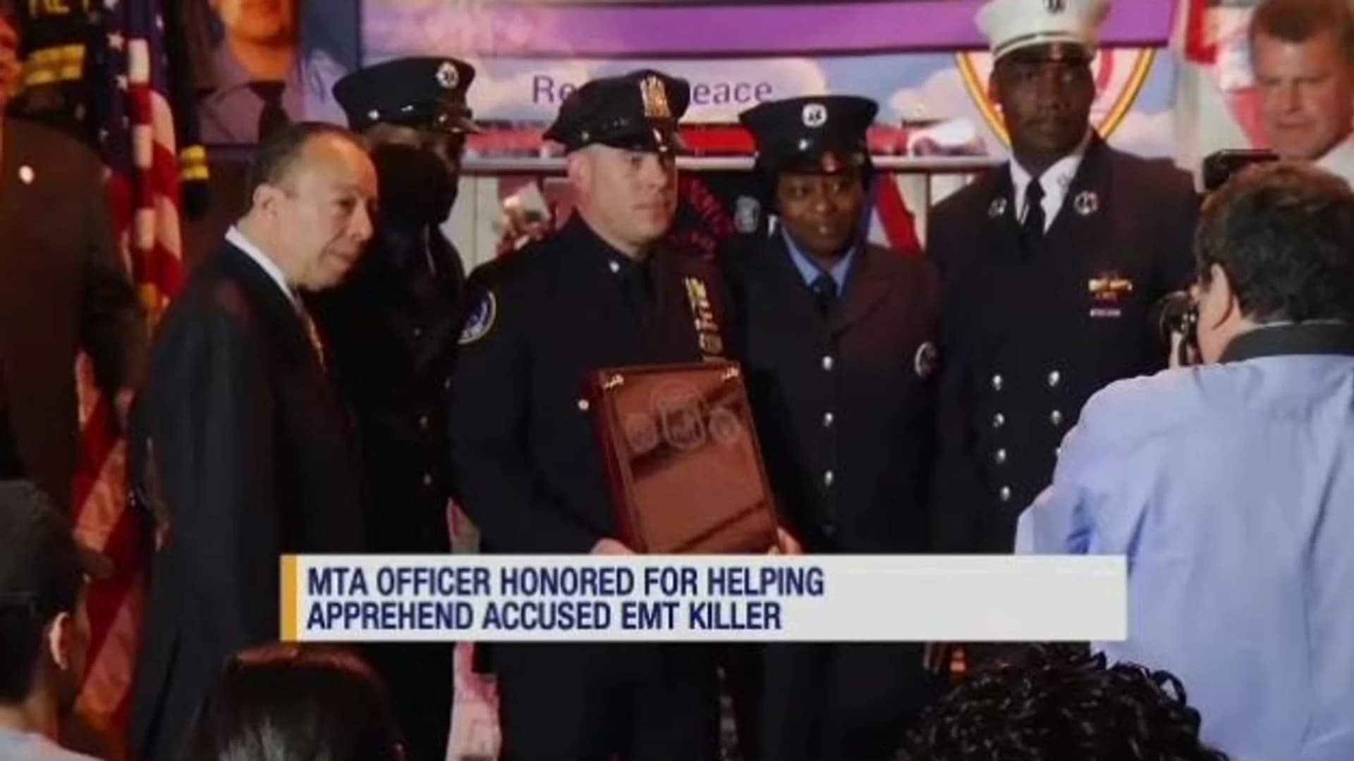 MTA officer honored for restraining accused EMT killer