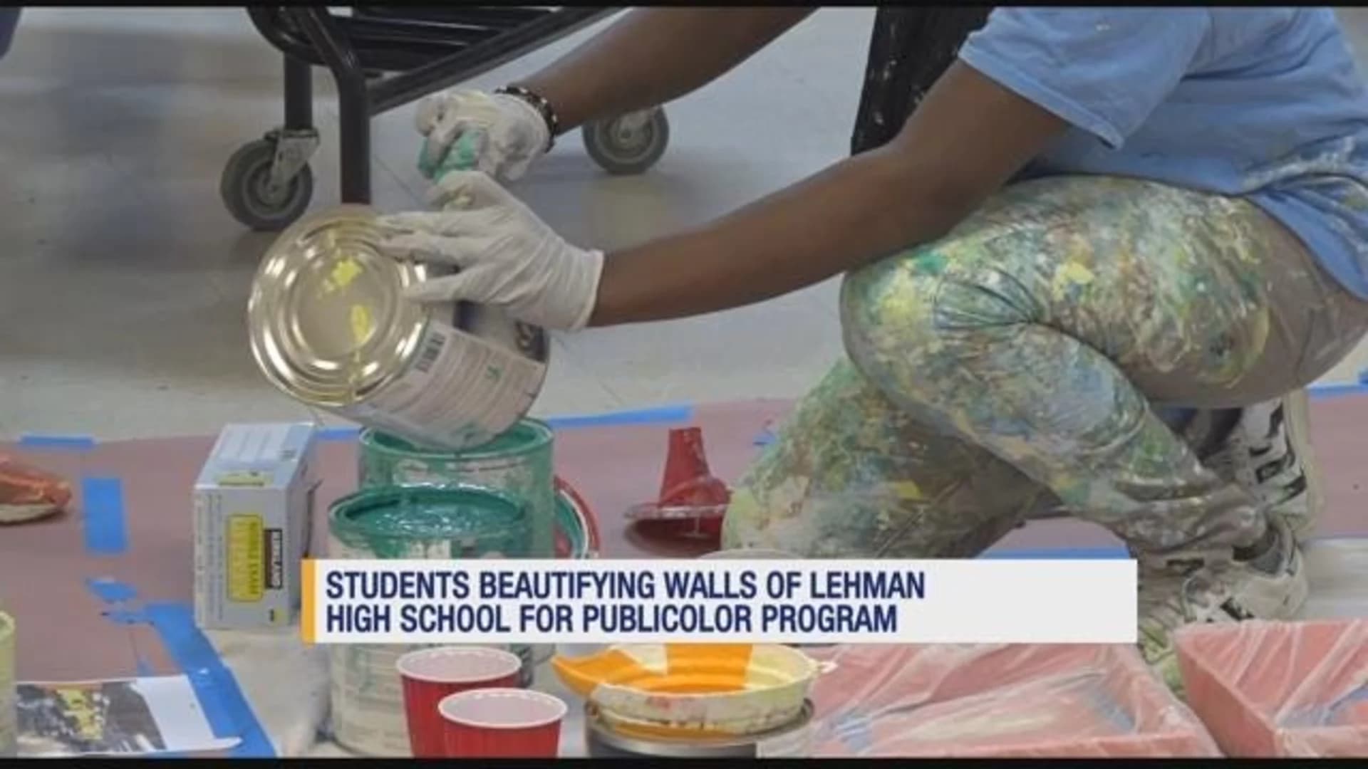 Students paint walls of Lehman High School for nonprofit